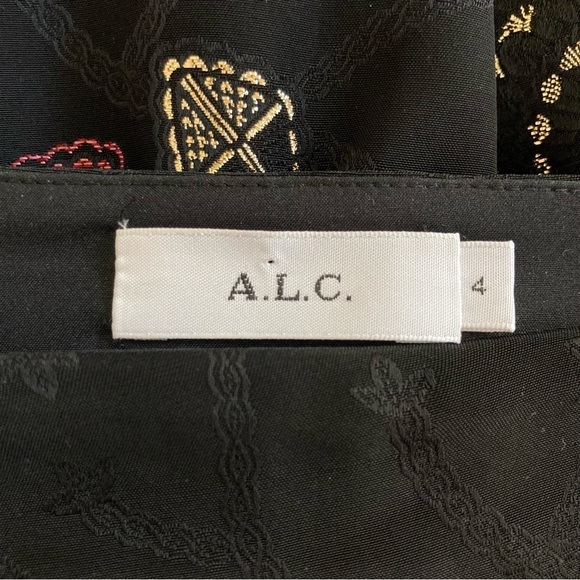 A.L.C. Avalon Metallic Printed Asymmetrical Ruffle Mini Skirt, Size 4 - Picture 5 of 6